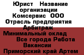 Юрист › Название организации ­ Комсервис, ООО › Отрасль предприятия ­ Арбитраж › Минимальный оклад ­ 25 000 - Все города Работа » Вакансии   . Приморский край,Артем г.